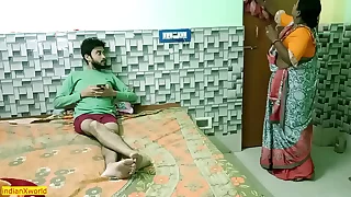 Indian teen boy shafting with hot beautiful maid Bhabhi! Uncut homemade sex